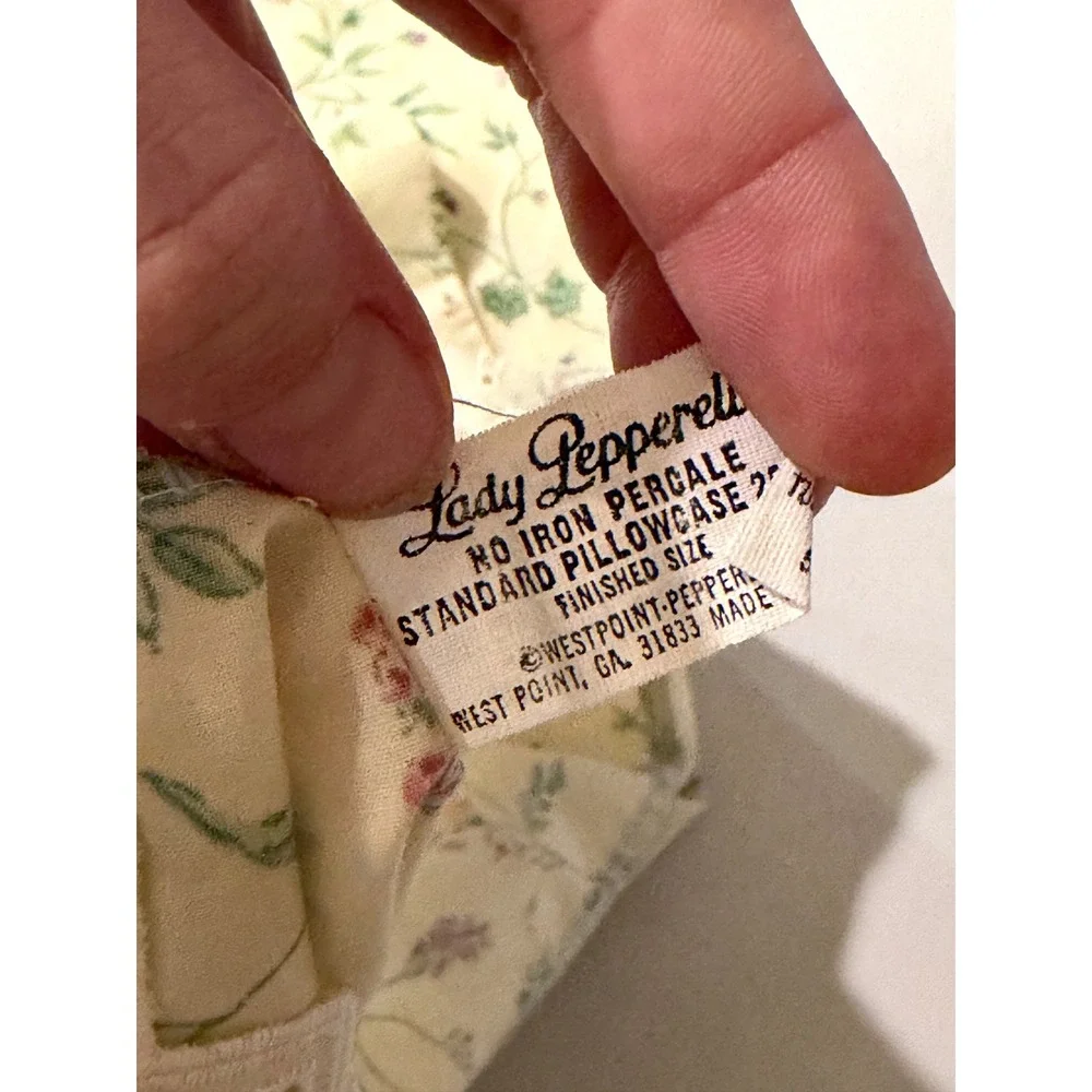 Vtg Lady Pepperell Single Floral‎ Pillowcase Eyelet Lace Trim Pink Purple Green
